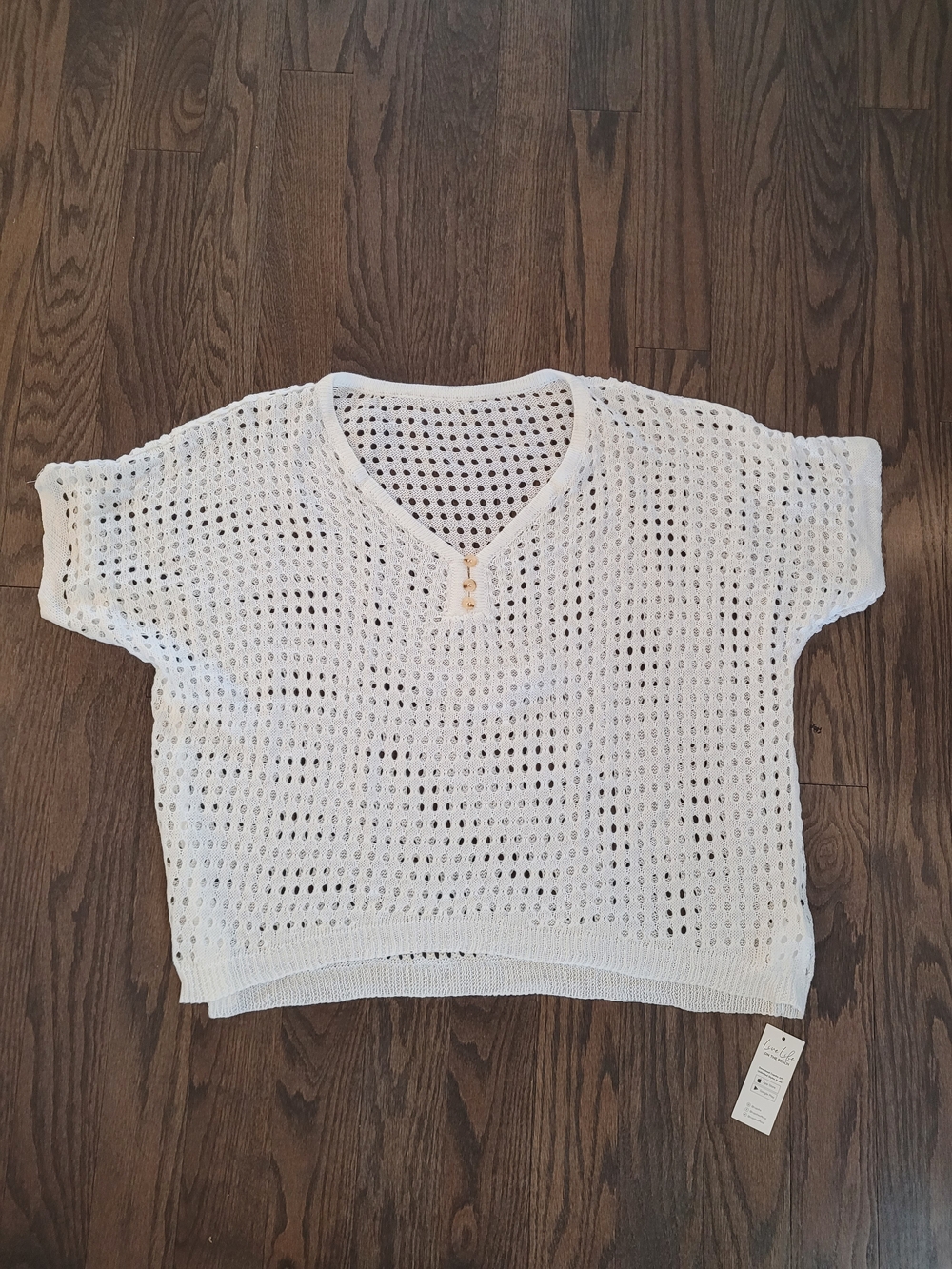 Cupshe NWT White Openwork Crochet V-Neck Top